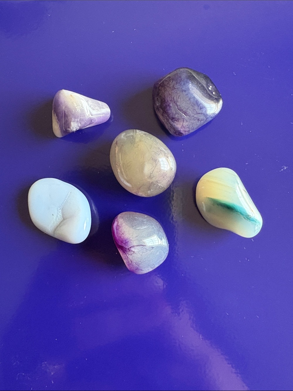 Polished Decorative Tumbled Stones - Lavender, Cream, White, Teal Accents